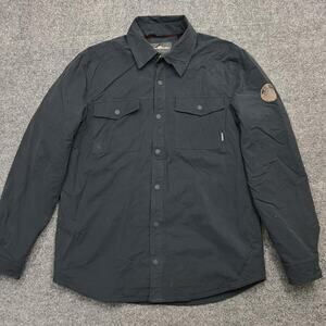 Eddie Bauer Jacket Mens Medium Fleece Lined Shirt Shacket Snap Front Plaid